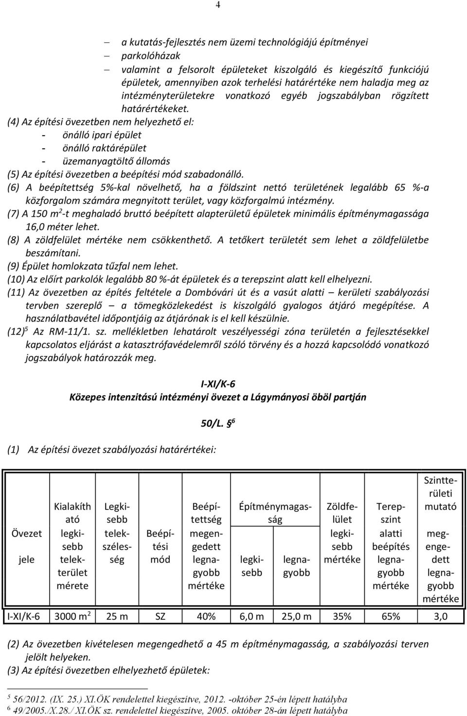 (4) Az építési övezetben nem helyezhető el: - önálló ipari épület - önálló raktárépület - üzemanyagtöltő állomás (5) Az építési övezetben a beépítési mód szabadonálló.