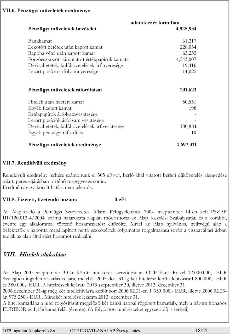 Forgóeszközött kimutatott értékpapírok kamata 4,543,007 Devizabetétek, külf.követelések árf.