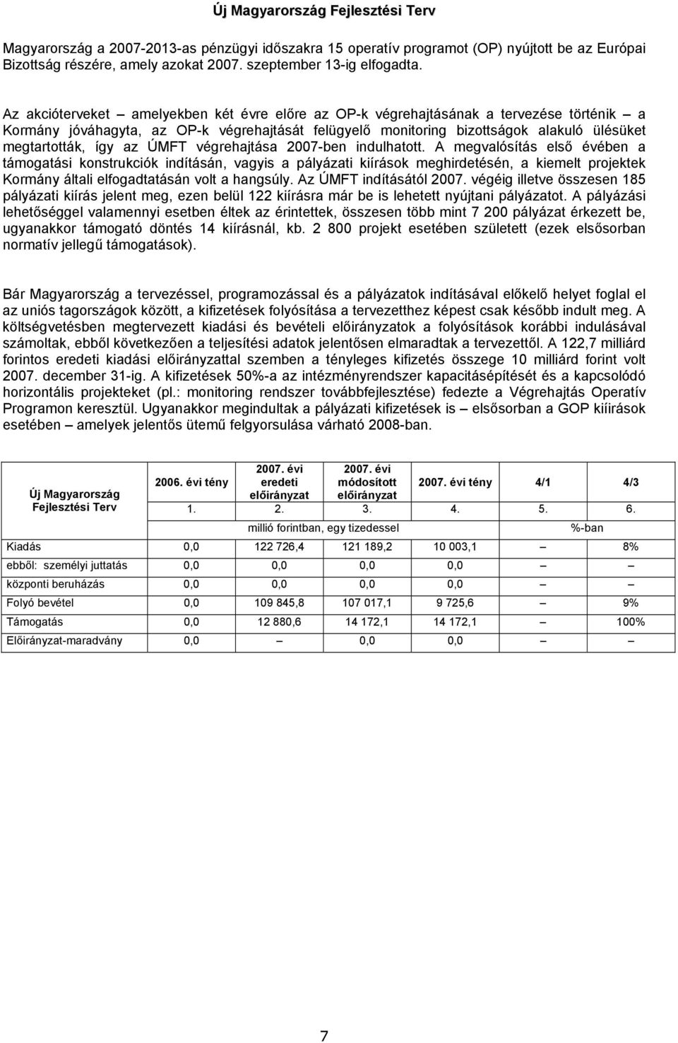 az ÚMFT végrehajtása 2007-ben indulhatott.