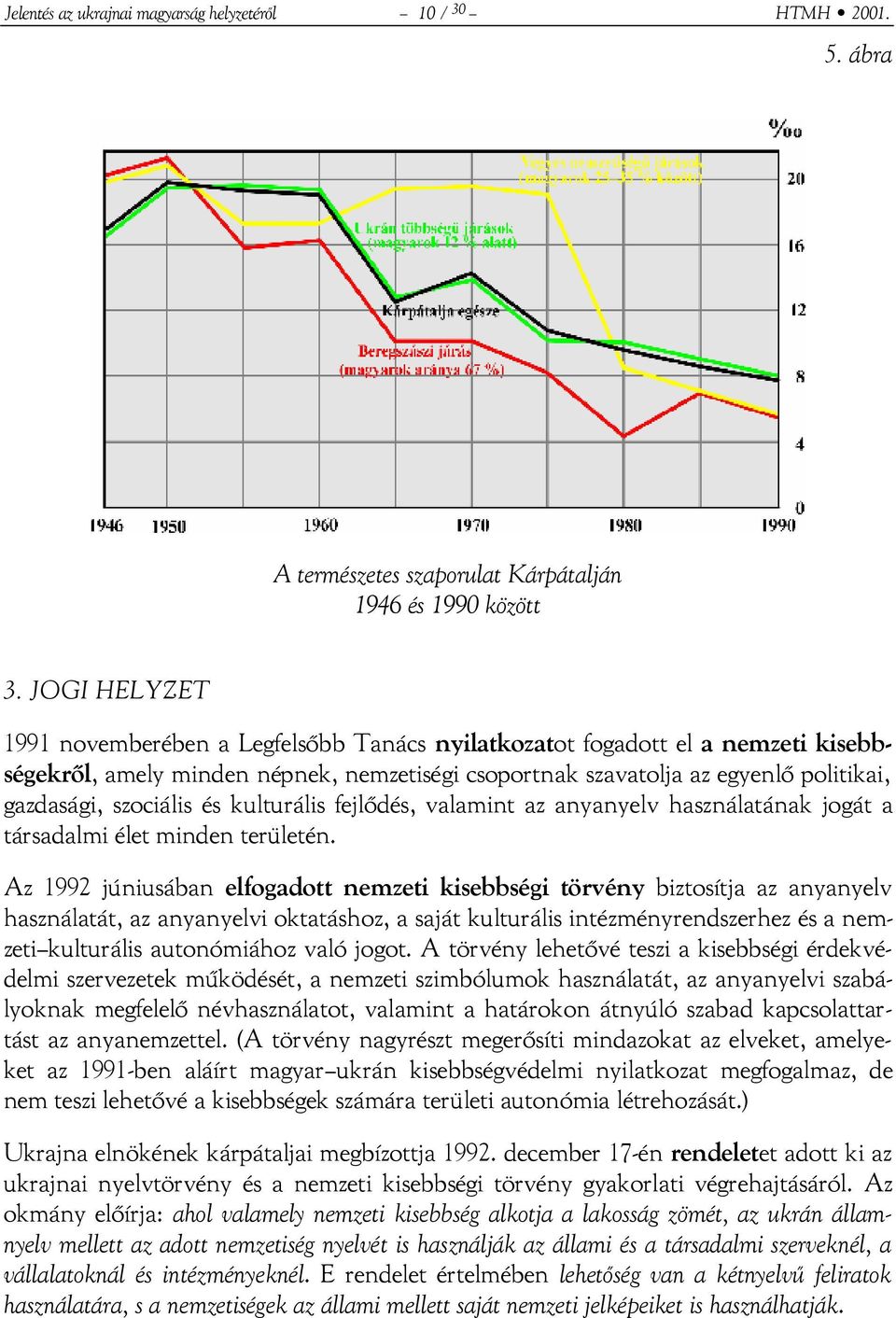 szociális és kulturális fejlődés, valamint az anyanyelv használatának jogát a társadalmi élet minden területén.