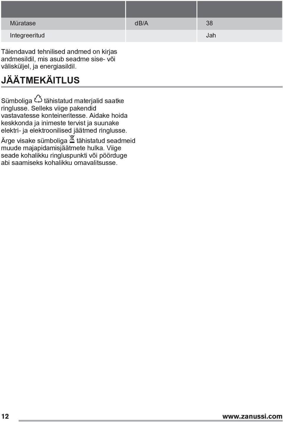 Aidake hoida keskkonda ja inimeste tervist ja suunake elektri- ja elektroonilised jäätmed ringlusse.