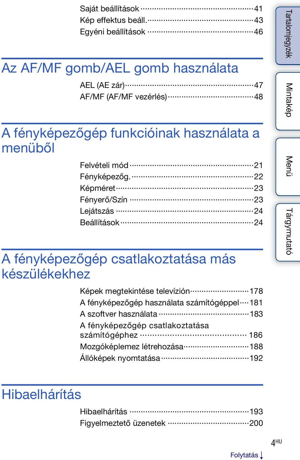 Felvételi mód 21 Fényképezőg.