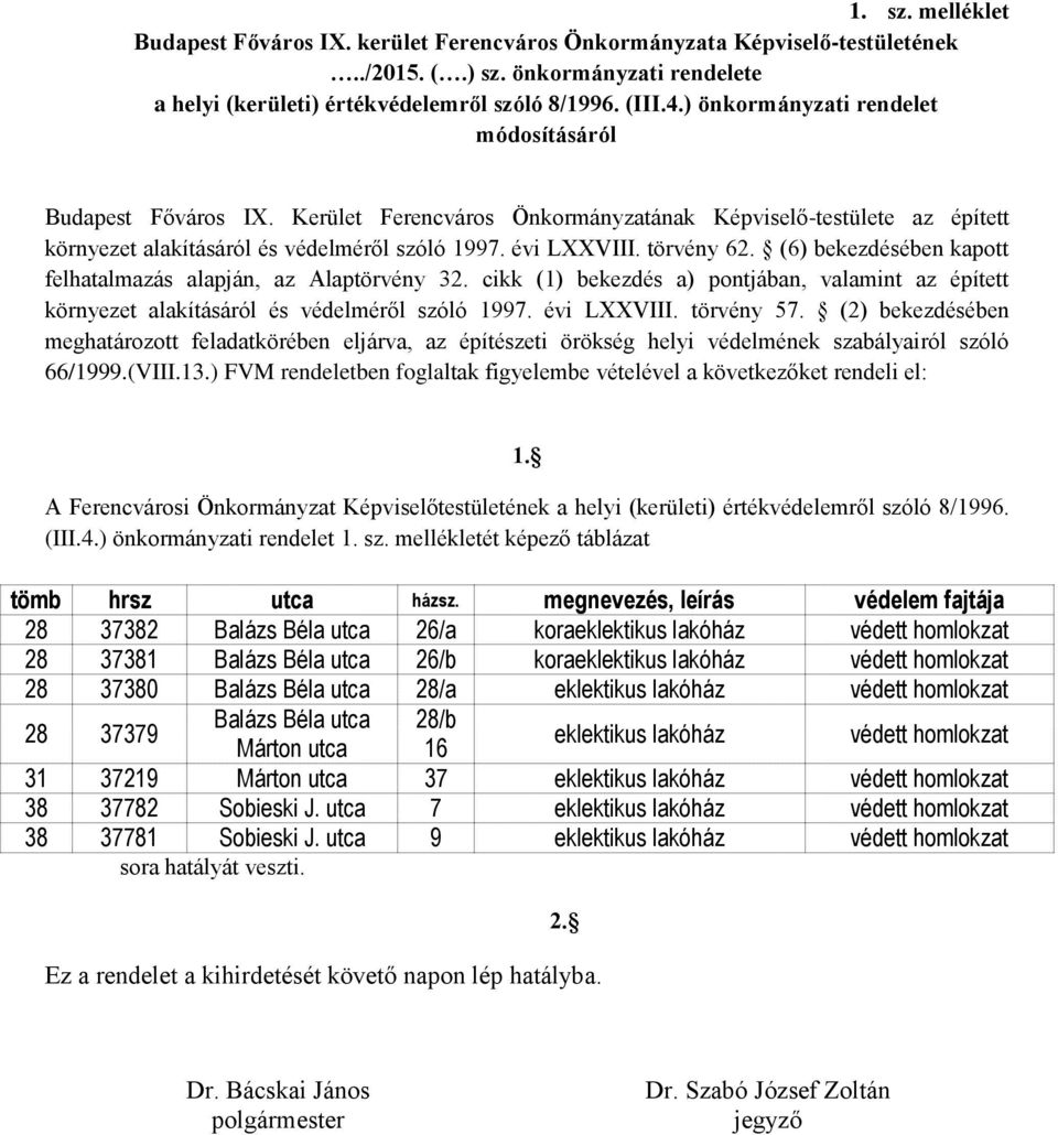 törvény 62. (6) bekezdésében kapott felhatalmazás alapján, az Alaptörvény 32. cikk (1) bekezdés a) pontjában, valamint az épített környezet alakításáról és védelméről szóló 1997. évi LXXVIII.