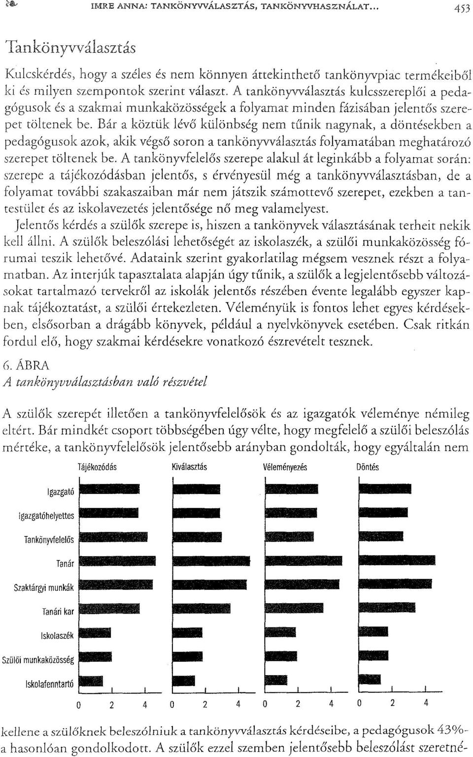 Bár a köztük lévő különbség nem tűnik nagynak, a döntésekben a pedagógusok azok, akik végső soron a tankönyvválasztás folyamatában meghatározó szerepet töltenek be.