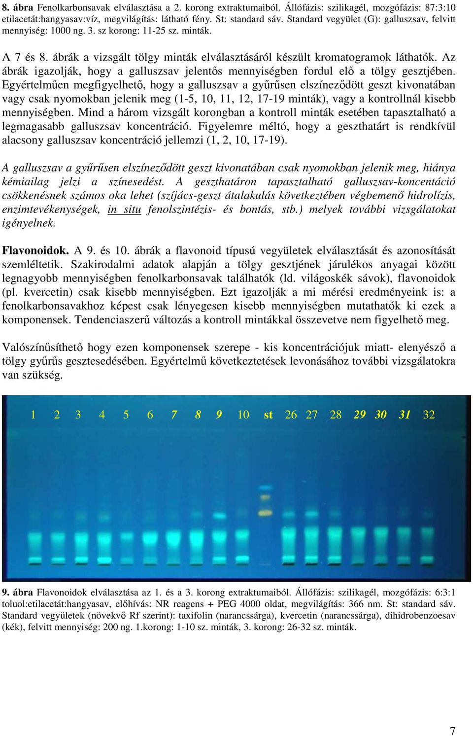 Az ábrák igazolják, hogy a galluszsav jelentıs mennyiségben fordul elı a tölgy gesztjében.