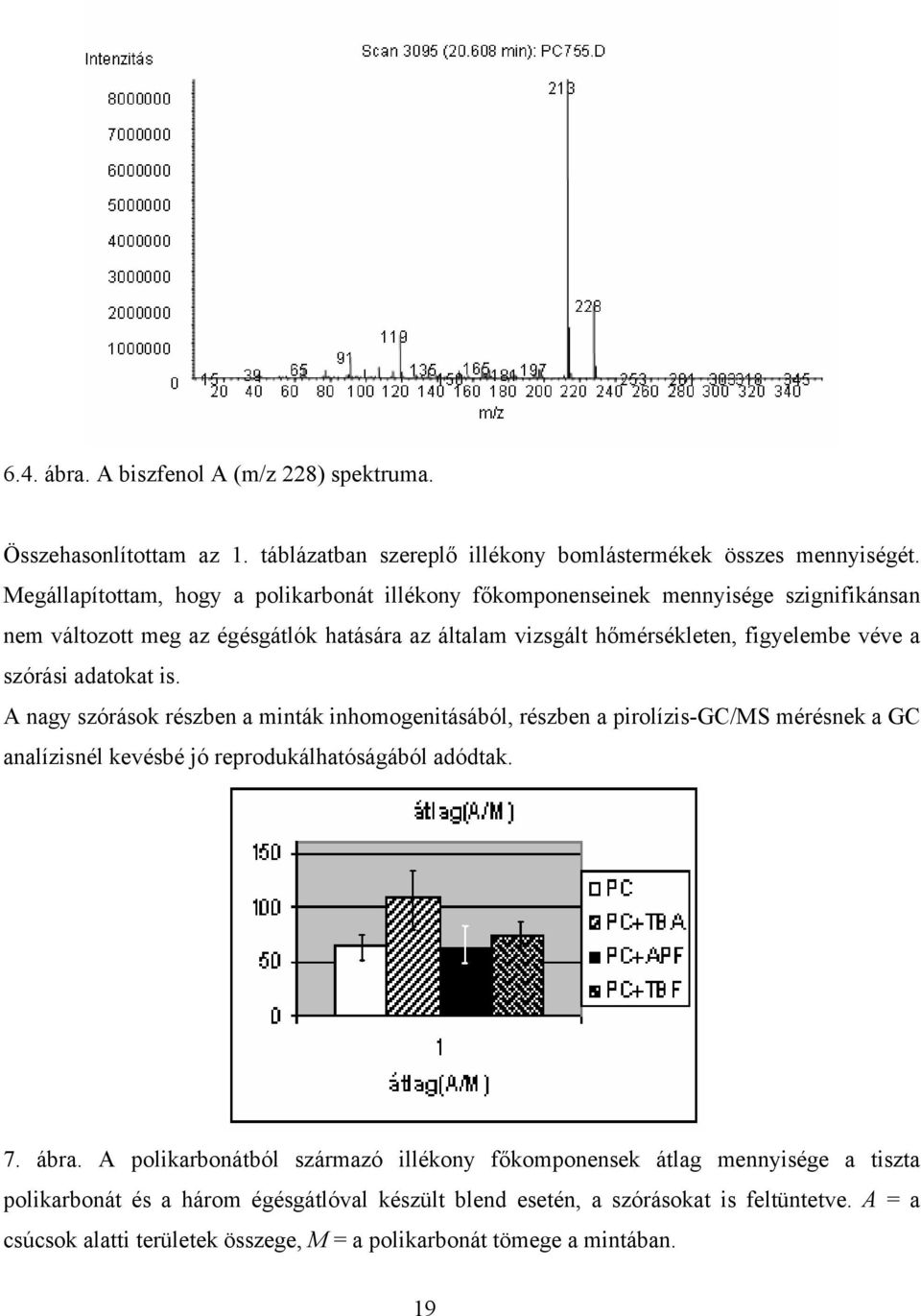 szórási adatokat is. A nagy szórások részben a minták inhomogenitásából, részben a pirolízis-gc/ms mérésnek a GC analízisnél kevésbé jó reprodukálhatóságából adódtak. 7. ábra.