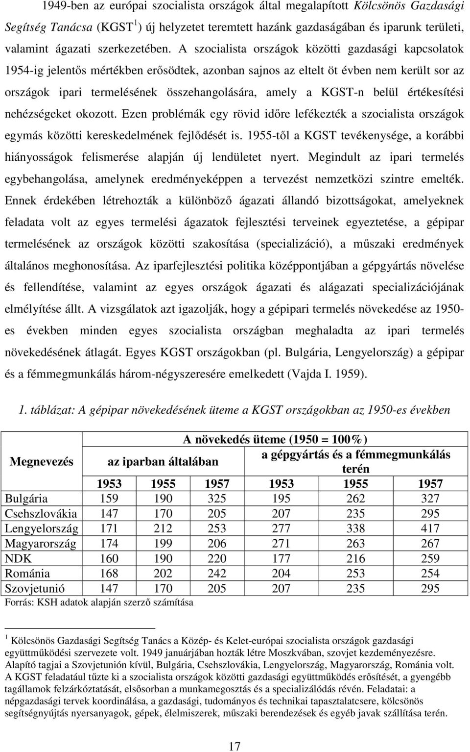 A szocialista országok közötti gazdasági kapcsolatok 1954-ig jelentős mértékben erősödtek, azonban sajnos az eltelt öt évben nem került sor az országok ipari termelésének összehangolására, amely a