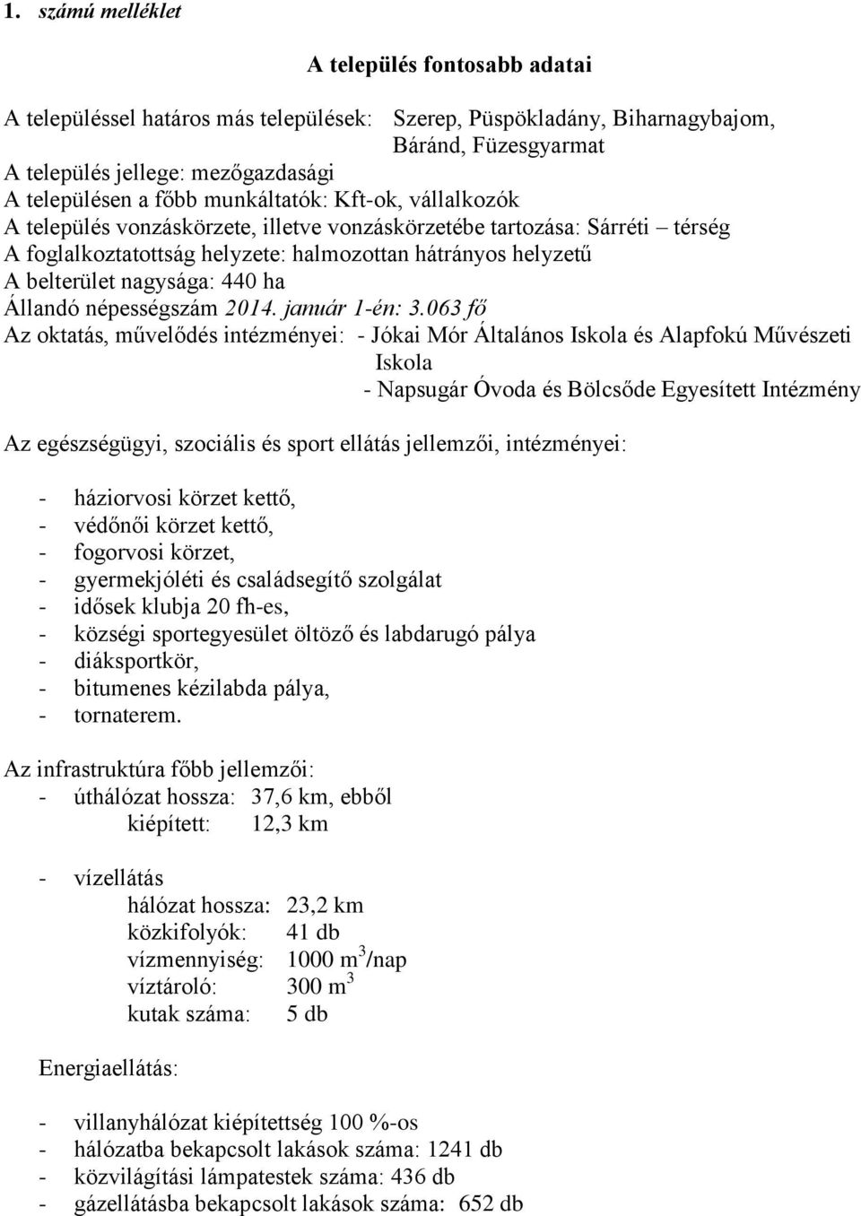 440 ha Állandó népességszám 2014. január 1-én: 3.