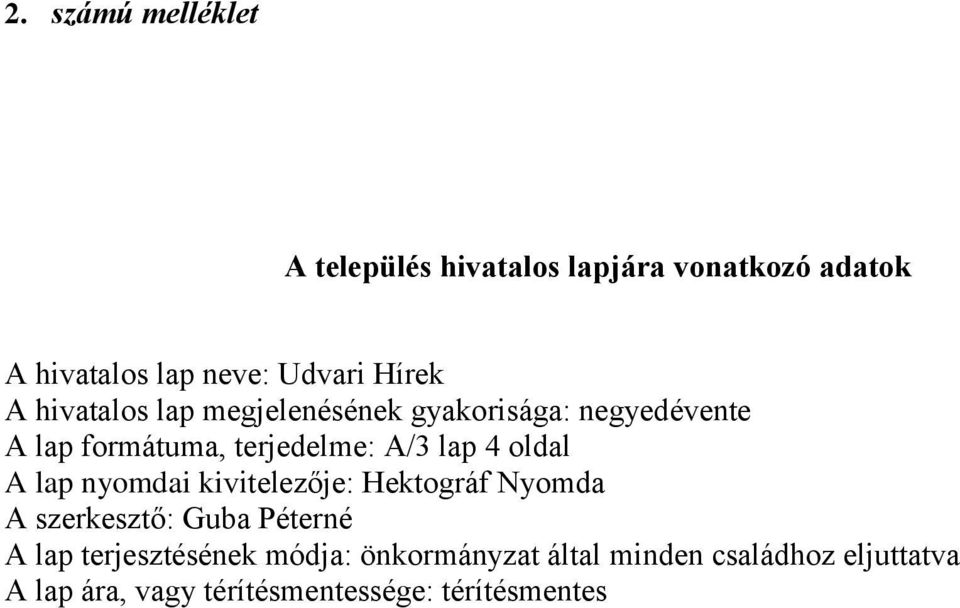 4 oldal A lap nyomdai kivitelezője: Hektográf Nyomda A szerkesztő: Guba Péterné A lap