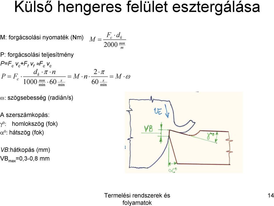 P Fc M n M s s 1000 60 min min 60 min ω ω: szögsebesség (radián/s) A