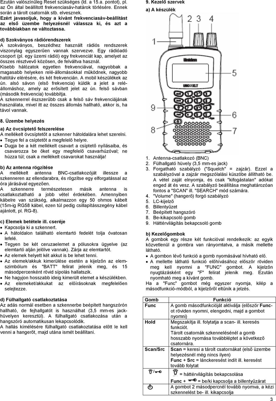 Kezelő szervek a) A készülék d) Szokványos rádiórendszerek A szokványos, beszédhez használt rádiós rendszerek viszonylag egyszerűen vannak szervezve. Egy rádióadó csoport (pl.