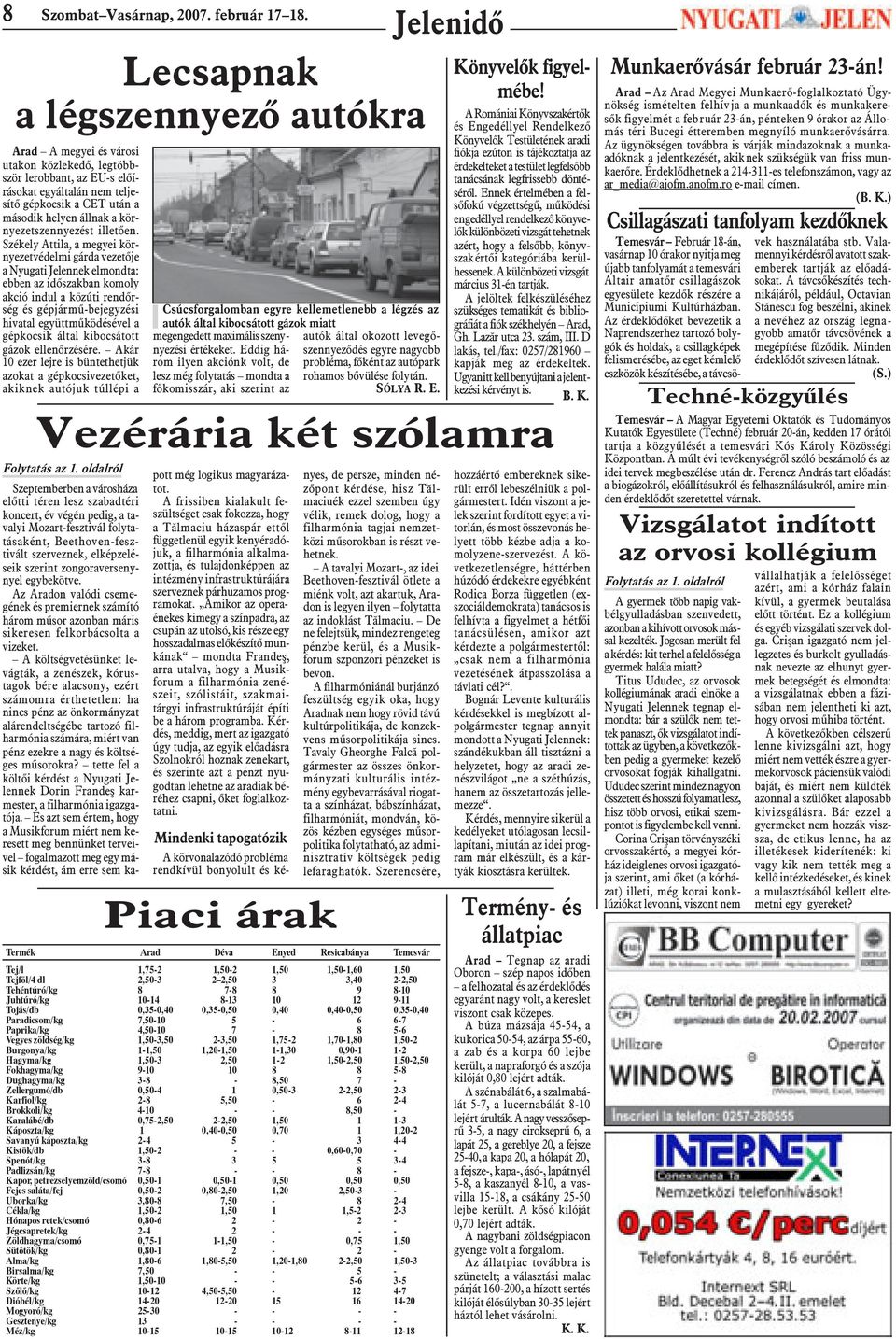 környezetszennyezést illetõen.