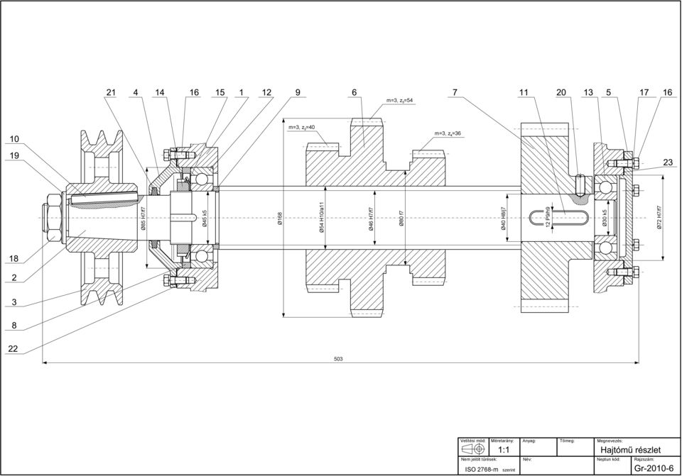 z =36 4 Vetítési mód: Méretarány: Nem jelölt tűrések: ISO