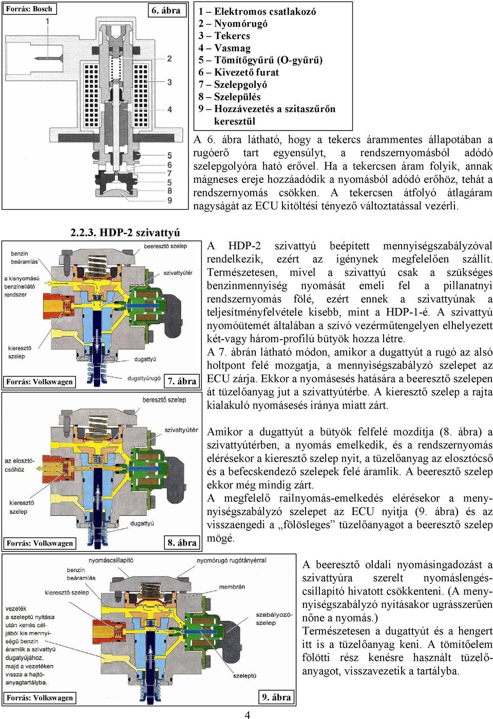 Ha a tekercsen áram folyik, annak mágneses ereje hozzáadódik a nyomásból adódó erőhöz, tehát a rendszernyomás csökken.