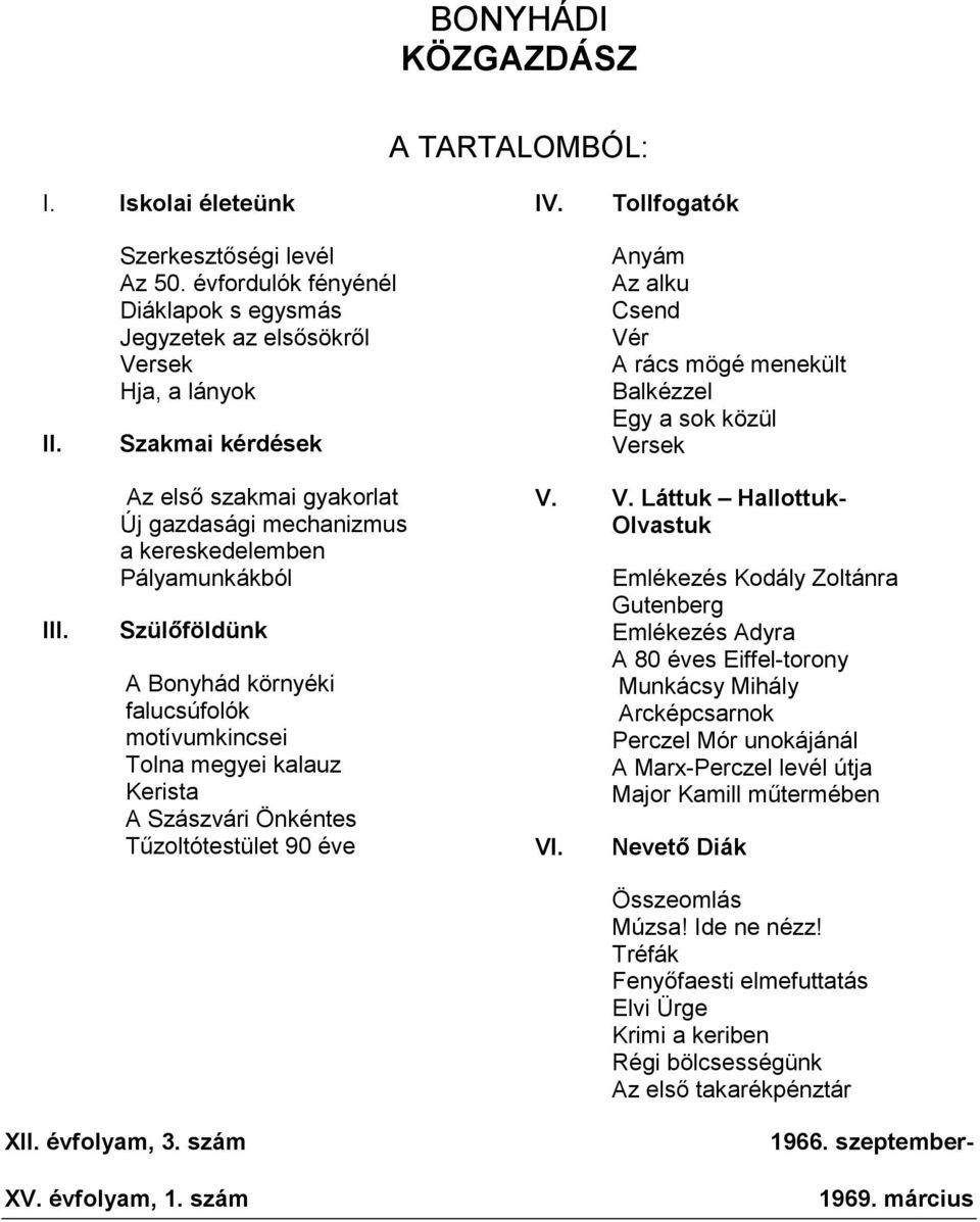 Bonyhád környéki falucsúfolók motívumkincsei Tolna megyei kalauz Kerista A Szászvári Önkéntes Tűzoltótestület 90 éve Anyám Az alku Csend Vér A rács mögé menekült Balkézzel Egy a sok közül V. V. Láttuk Hallottuk- Olvastuk VI.