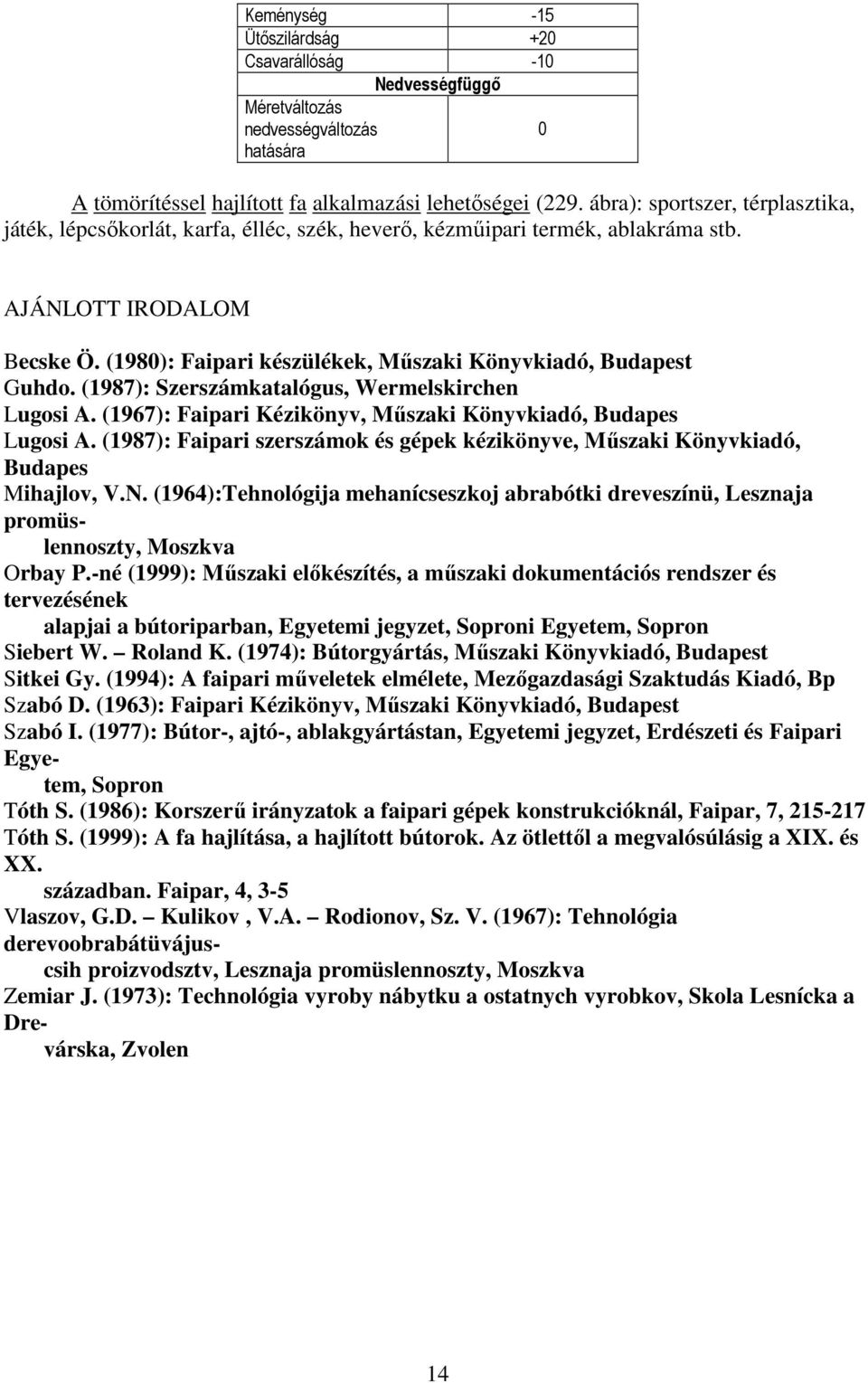 (1980): Faipari készülékek, Mőszaki Könyvkiadó, Budapest Guhdo. (1987): Szerszámkatalógus, Wermelskirchen Lugosi A. (1967): Faipari Kézikönyv, Mőszaki Könyvkiadó, Budapes Lugosi A.