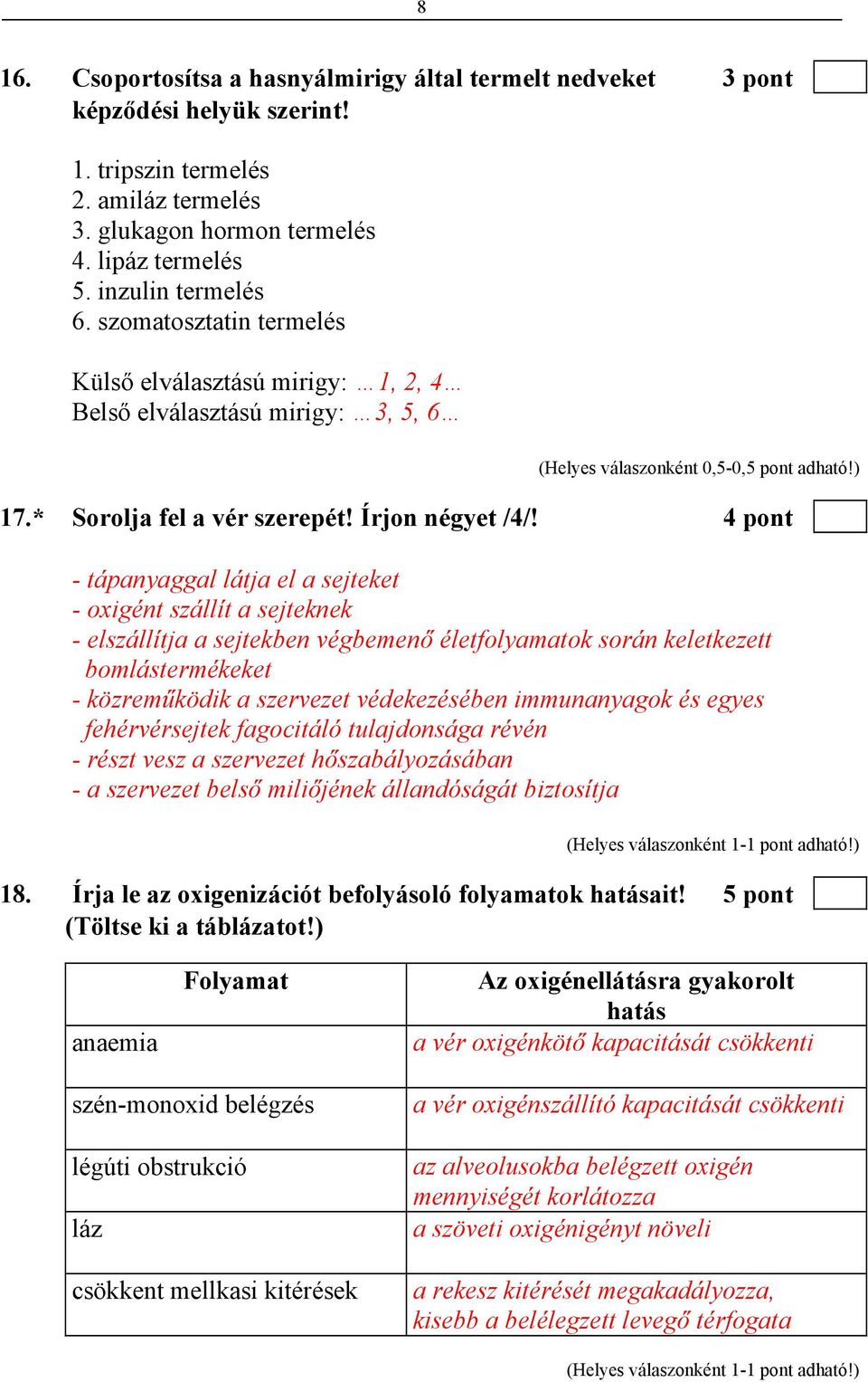 4 pont - tápanyaggal látja el a sejteket - oxigént szállít a sejteknek - elszállítja a sejtekben végbemenő életfolyamatok során keletkezett bomlástermékeket - közreműködik a szervezet védekezésében