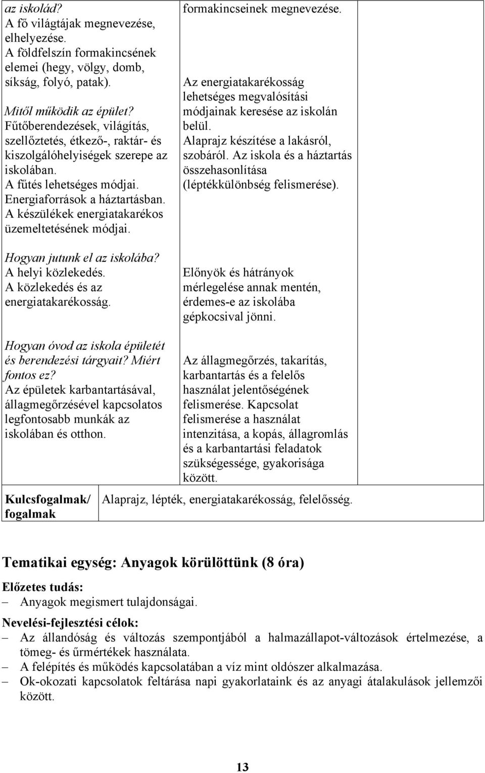 A készülékek energiatakarékos üzemeltetésének módjai. Hogyan jutunk el az iskolába? A helyi közlekedés. A közlekedés és az energiatakarékosság. formakincseinek megnevezése.