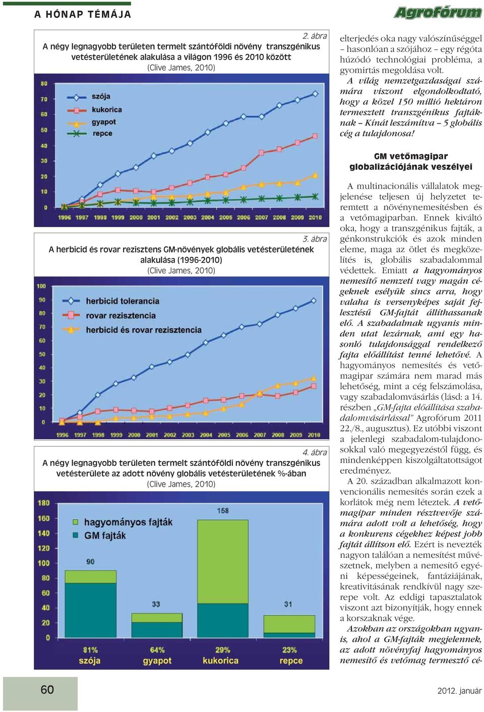 A világ nemzetgazdaságai számára viszont elgondolkodtató, hogy a közel 150 millió hektáron termesztett transzgénikus fajtáknak Kínát leszámítva 5 globális cég a tulajdonosa!