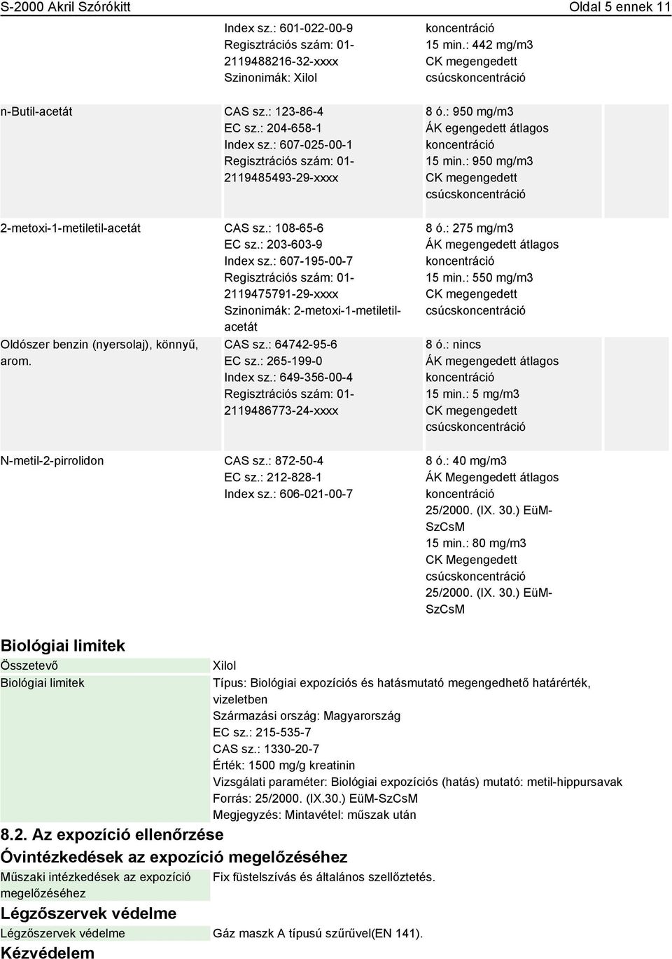 : 607-195-00-7 2119475791-29-xxxx Szinonimák: 2-metoxi-1-metiletilacetát Oldószer benzin (nyersolaj), könnyű, arom. CAS sz.: 64742-95-6 EC sz.: 265-199-0 Index sz.