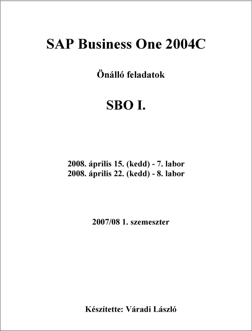 SAP Business One 2004C - PDF Ingyenes letöltés