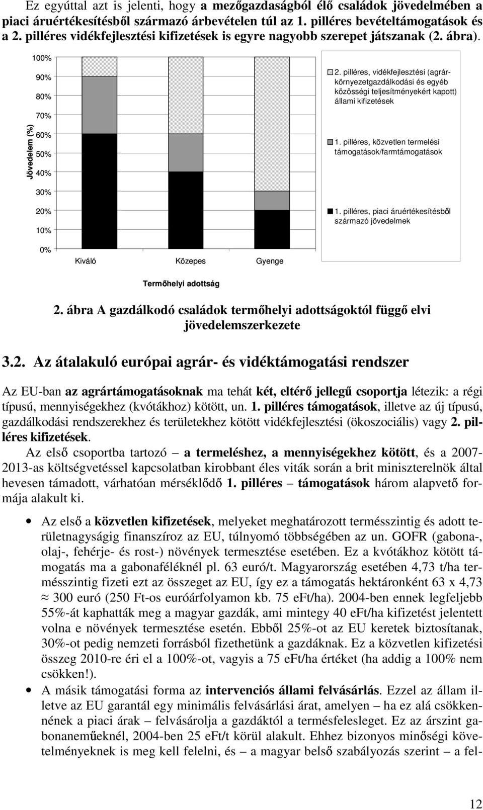 pilléres, vidékfejlesztési (agrárkörnyezetgazdálkodási és egyéb közösségi teljesítményekért kapott) állami kifizetések Jövedelem (%) 60% 50% 40% 30% 20% 10% 1.