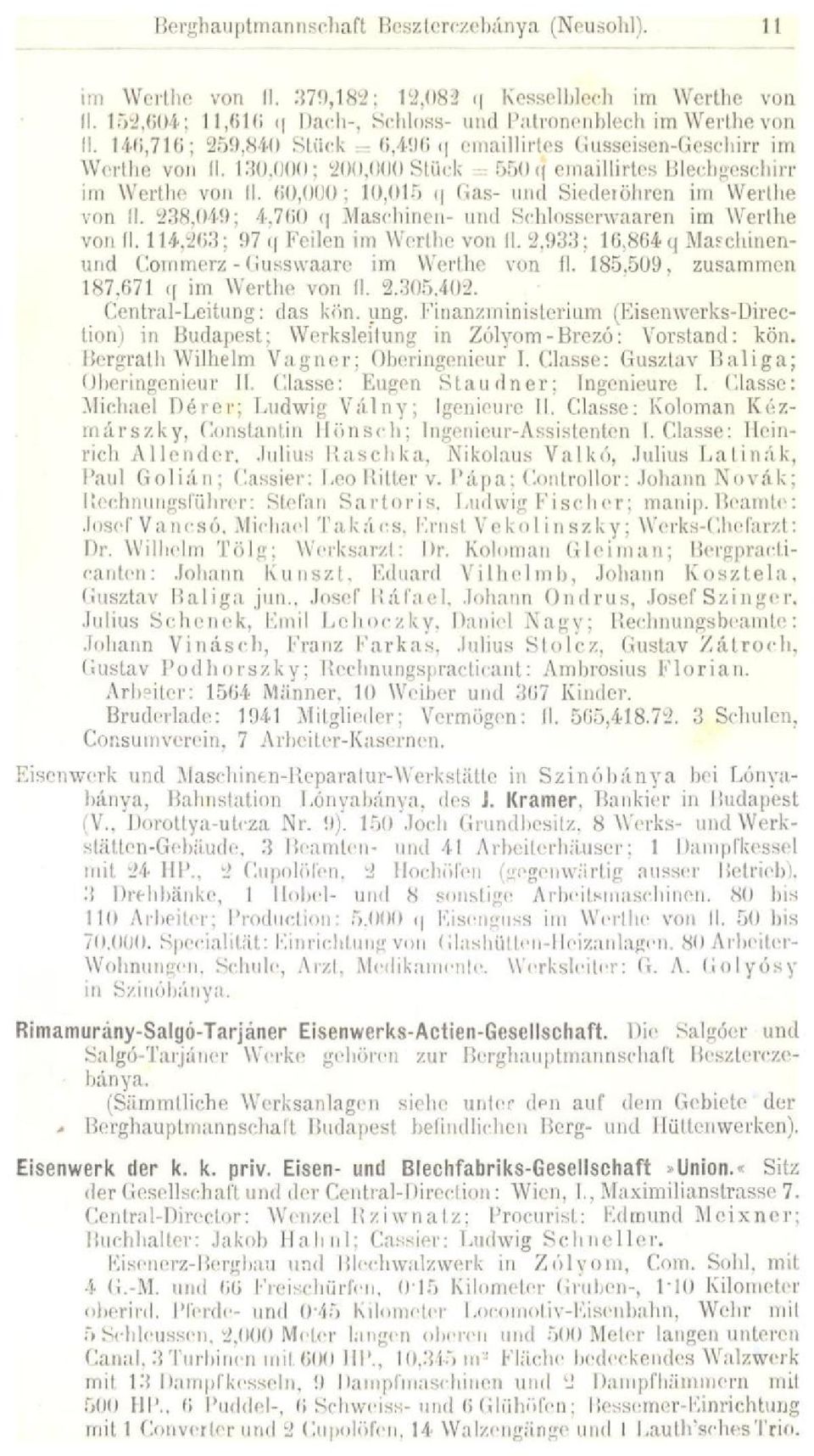 00,000; 10,015 () ('as- und Siedeiöhren im Werthe von II. 238,049 ; 4.700 q Maschinen- und Schlosserwaaren im Werlhe von II. 114,263; 97 q Feilen im Werlhe von II.