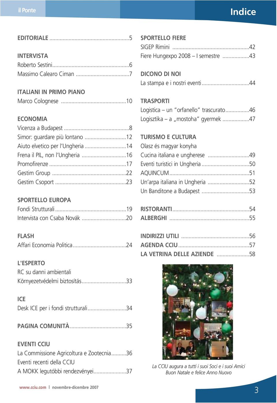 ..20 SPORTELLO FIERE SIGEP Rimini...42 Fiere Hungexpo 2008 I semestre...43 DICONO DI NOI La stampa e i nostri eventi...44 TRASPORTI Logistica un orfanello trascurato...46 Logisztika a mostoha gyermek.