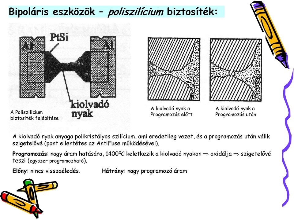 után válik szigetelővé (pont ellentétes az AntiFuse működésével).