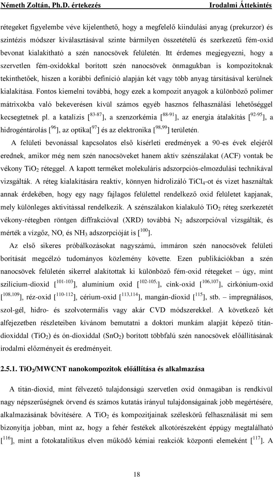 Itt érdemes megjegyezni, hogy a szervetlen fém-oxidokkal borított szén nanocsövek önmagukban is kompozitoknak tekinthetőek, hiszen a korábbi definíció alapján két vagy több anyag társításával