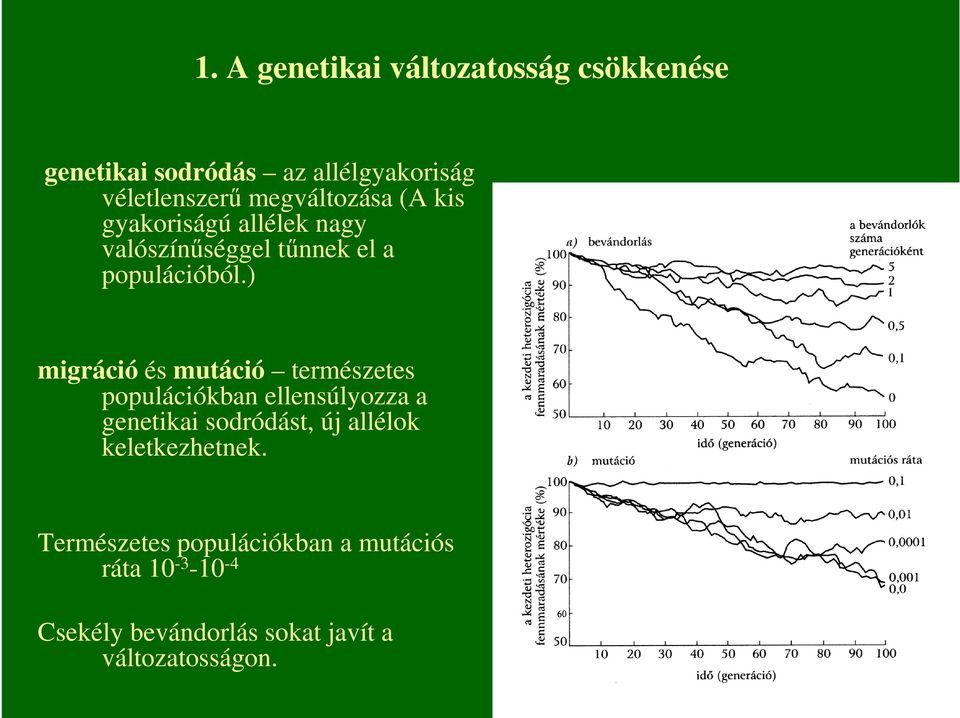 ) migráció és mutáció természetes populációkban ellensúlyozza a genetikai sodródást, új allélok