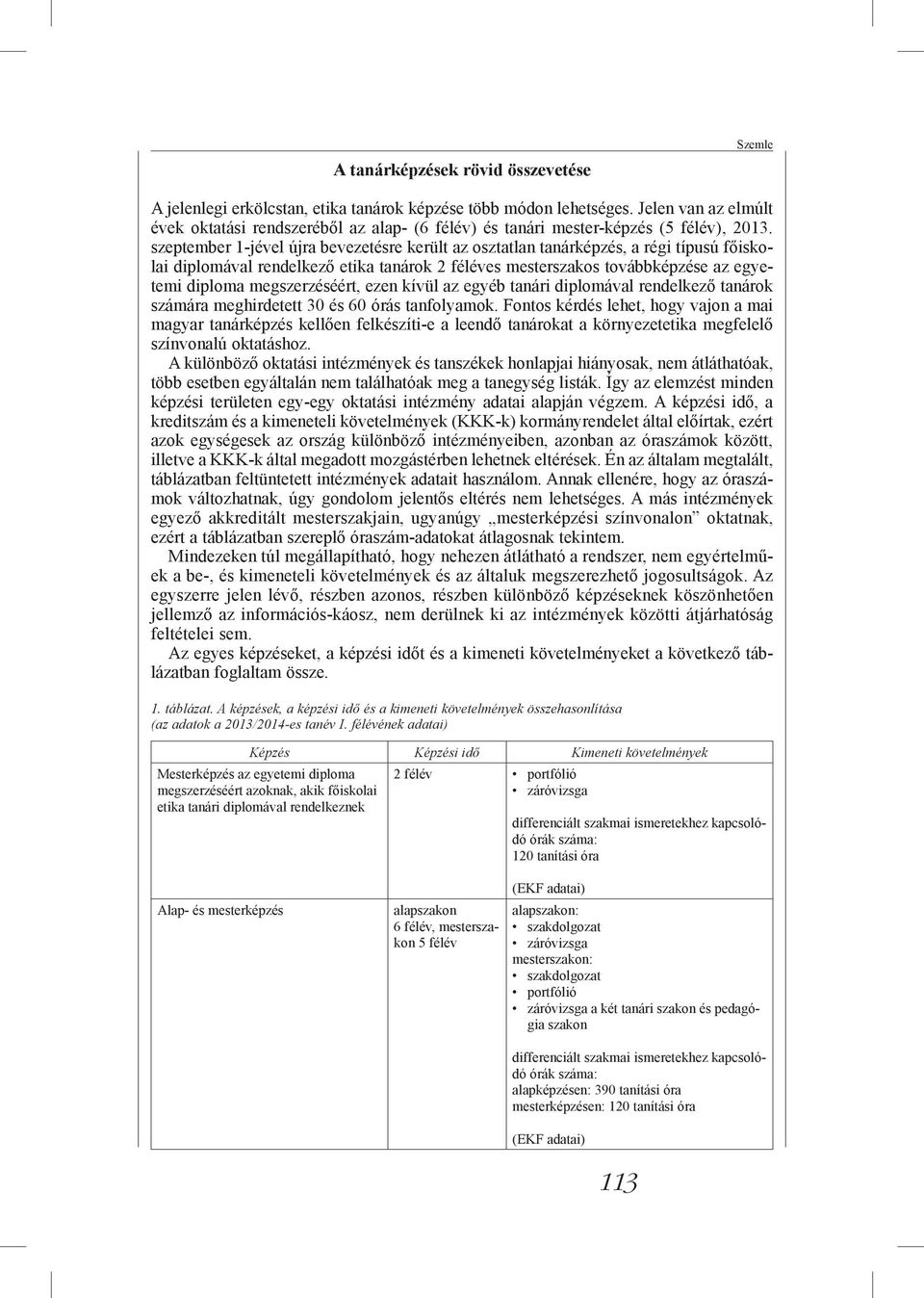 szeptember 1-jével újra bevezetésre került az osztatlan tanárképzés, a régi típusú főiskolai diplomával rendelkező etika tanárok 2 féléves mesterszakos továbbképzése az egyetemi diploma