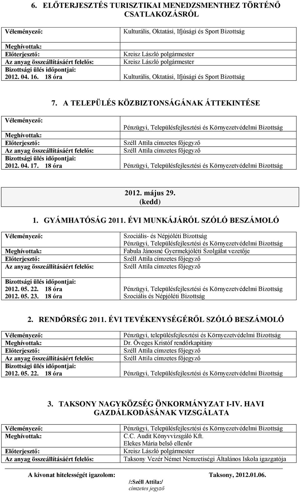 18 óra Fabula Jánosné Gyermekjóléti Szolgálat vezetője 2. RENDŐRSÉG 2011.