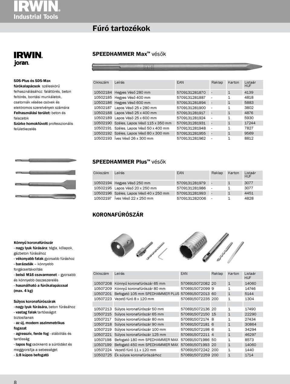 véső 0 mm hegyes véső 00 mm lapos véső 2 x 280 mm lapos véső 2 x 0 mm lapos véső 2 x 00 mm széles, lapos véső x 30 mm széles, lapos véső 0 x 0 mm széles, lapos véső 80 x 300 mm íves véső 2 x 300 mm