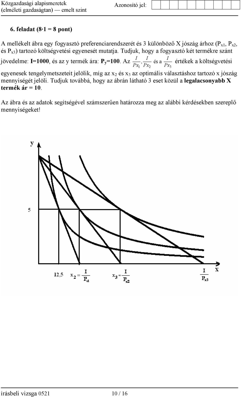 Az, és a értékek a költségvetési Px Px Px 1 2 3 egyenesek tengelymetszeteit jelölik, míg az x 2 és x 3 az optimális választáshoz tartozó x jószág mennyiségét jelöli.