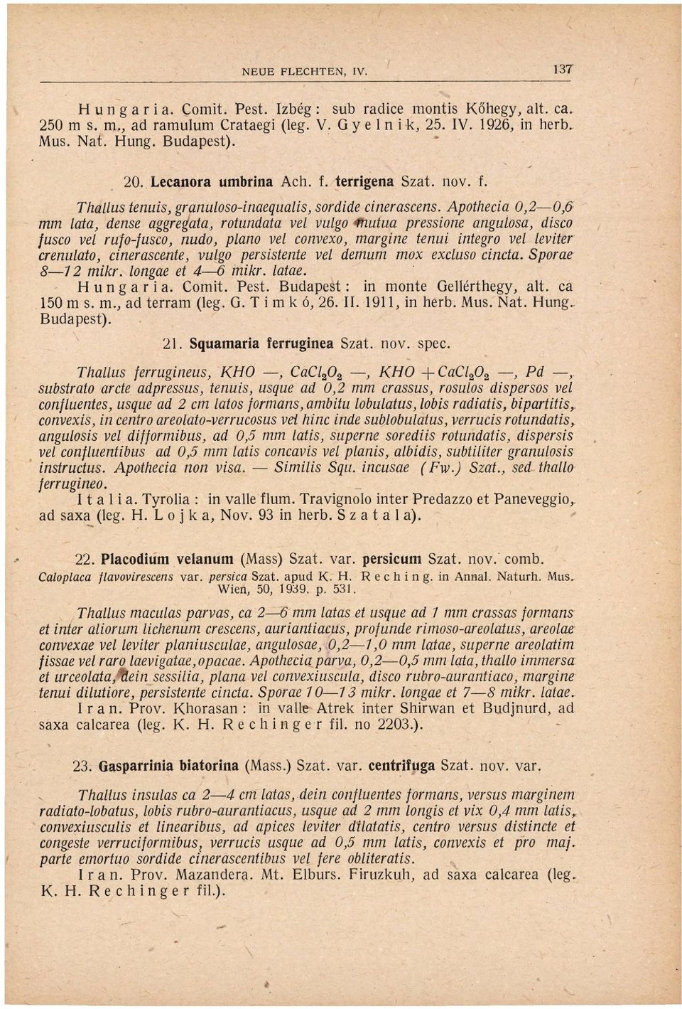 Apothecia 0, 0,6 mm lata, dense aggregata, rotundata vei vulgo Inutua pressione angulosa, disco fusco vet rufo-fusco, nudo, piano vel convexo, margine knui integro vel leviter crenulato,