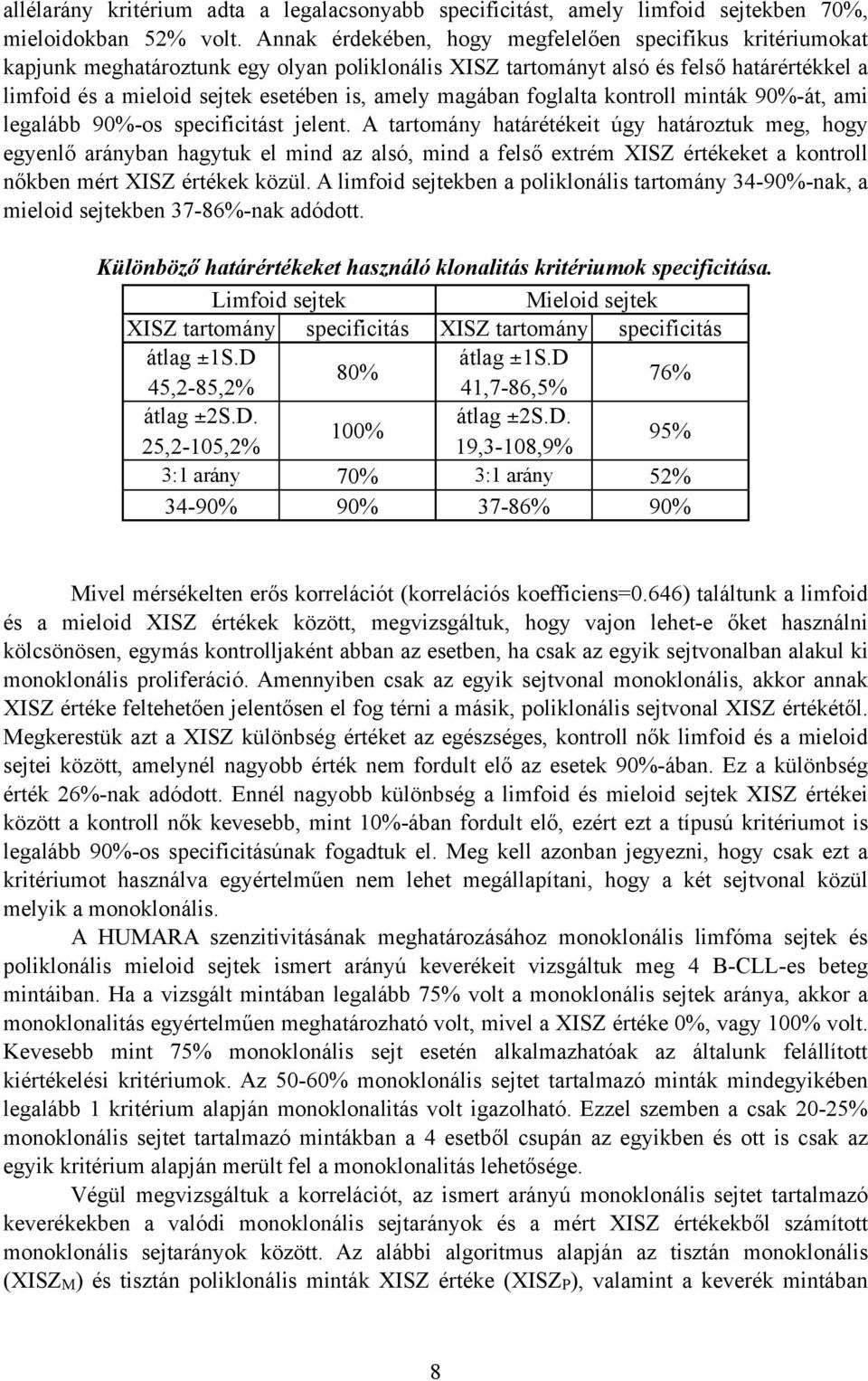 magában foglalta kontroll minták 90%-át, ami legalább 90%-os specificitást jelent.