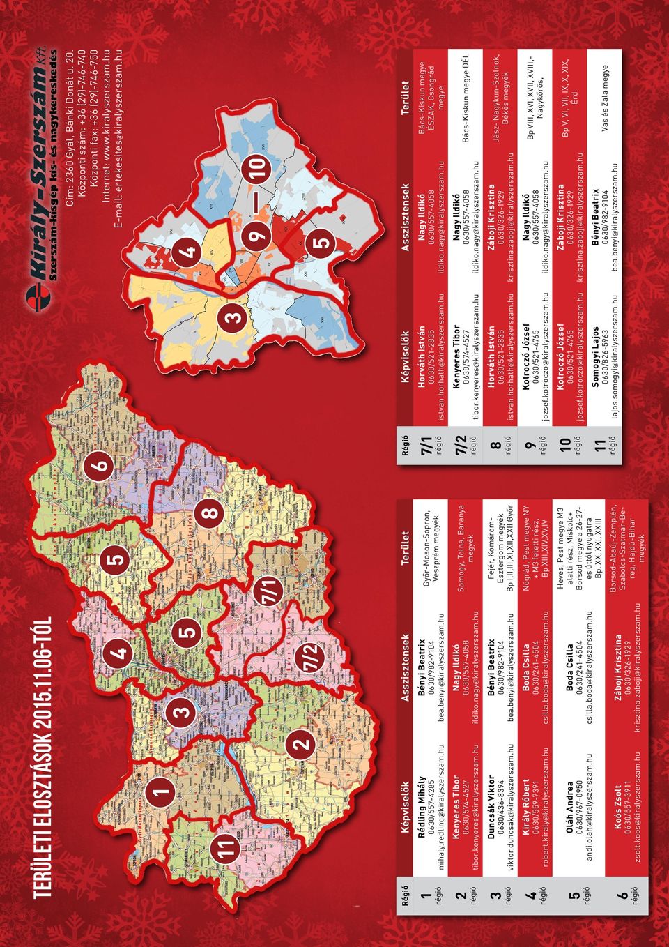 Győr-Moson-Sopron, Veszprém megyék 7/1 0630/326-1929 krisztina.zaboji@kiralyszerszam.hu Záboji Krisztina Koós Zsolt 0630/557-3911 zsolt.koos@kiralyszerszam.hu 0630/241-4504 csilla.boda@kiralyszerszam.