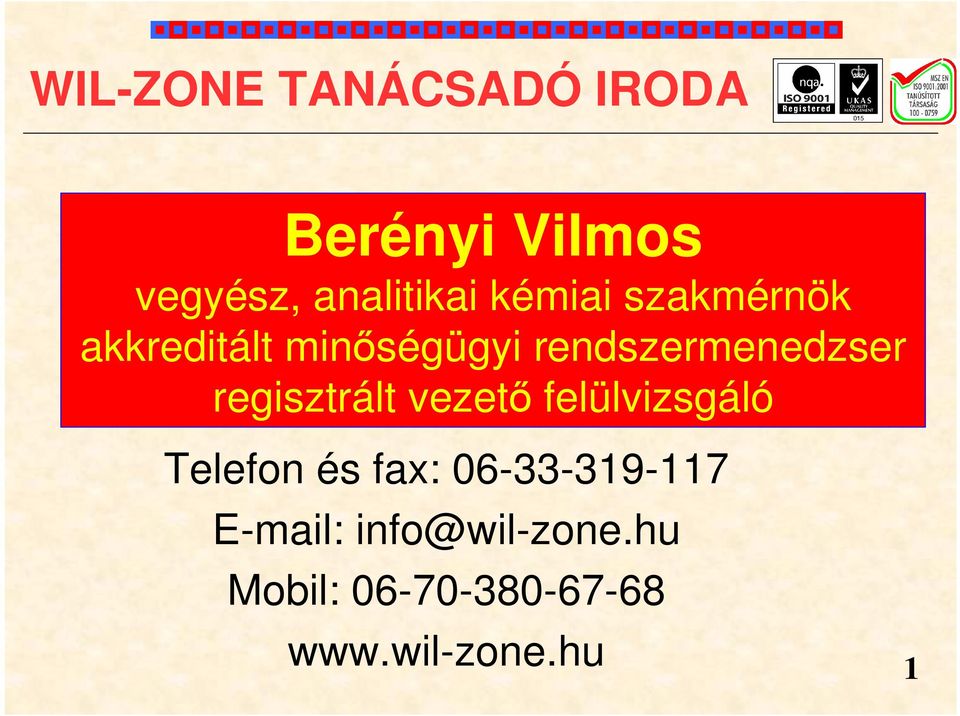 regisztrált vezető felülvizsgáló Telefon és fax: