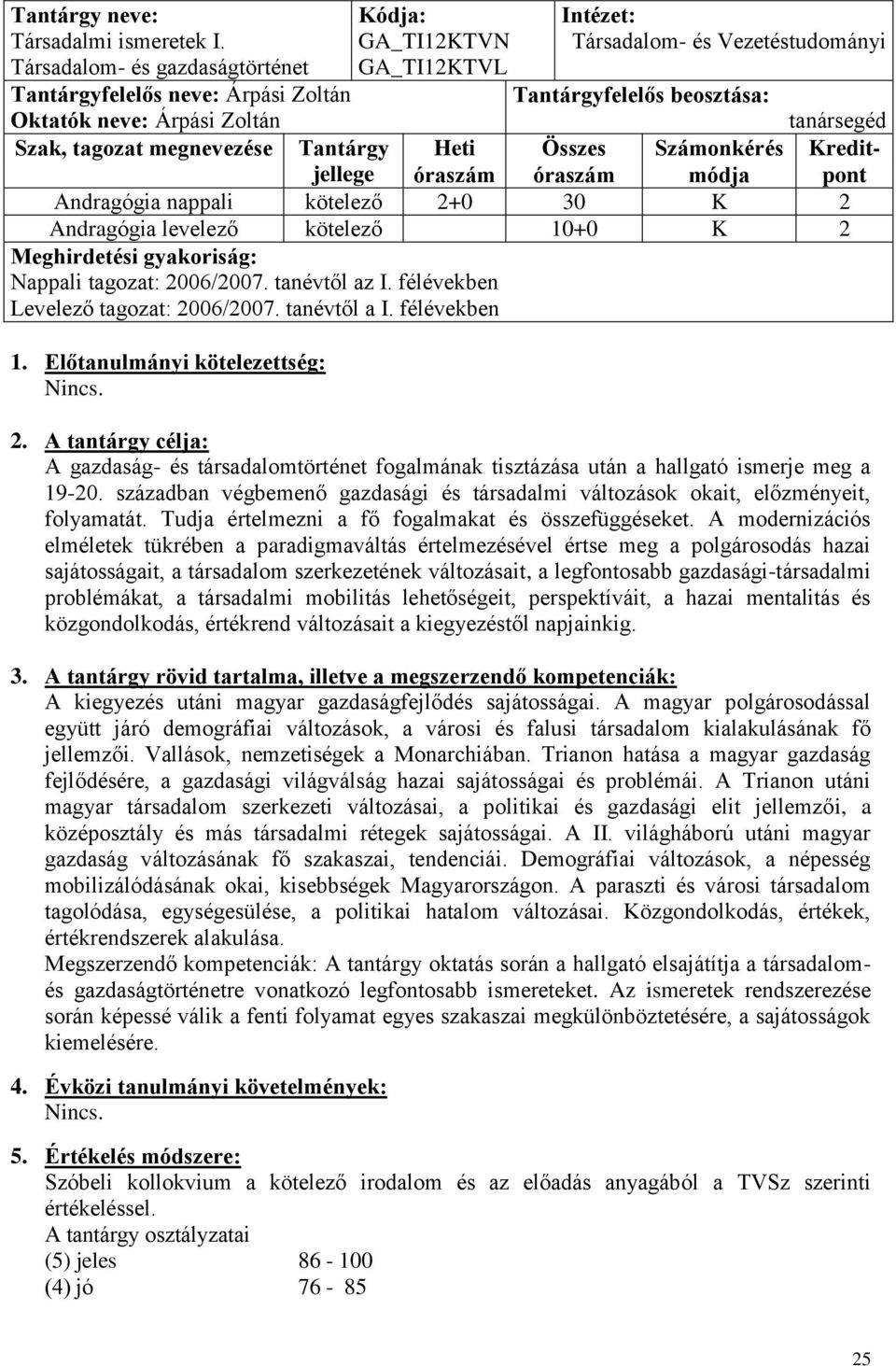 tanársegéd Szak, tagozat megnevezése Tantárgy Heti Összes Számonkérés Kreditjellege óraszám óraszám módja pont Andragógia nappali kötelező 2+0 30 K 2 Andragógia levelező kötelező 10+0 K 2