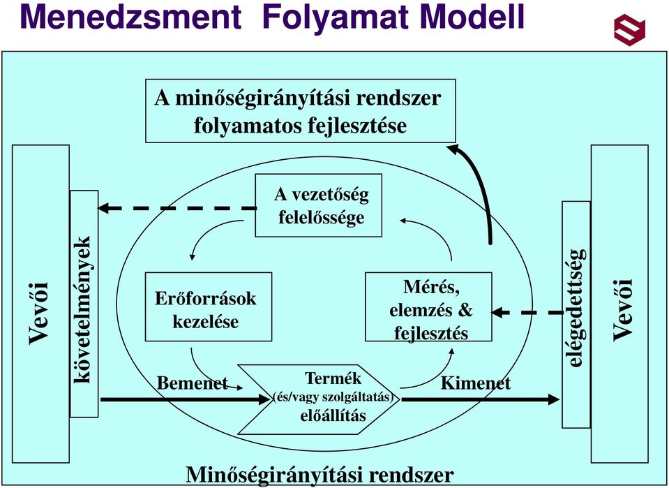 kezelése Bemenet Termék (és/vagy szolgáltatás) előállítás Mérés,