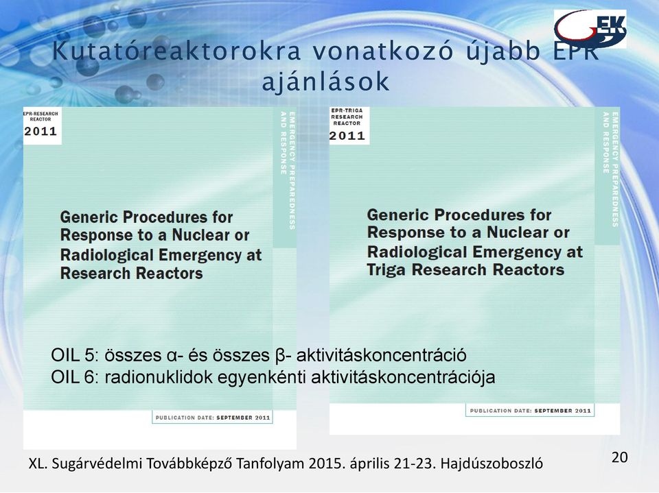 radionuklidok egyenkénti aktivitáskoncentrációja XL.