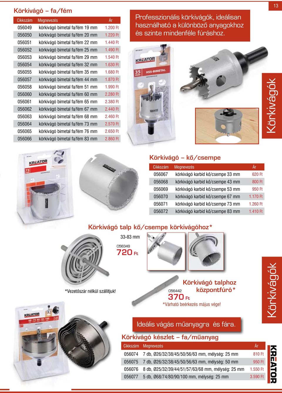 870 Ft 056058 körkivágó bimetal fa/fém 51 mm 1.990 Ft 056060 körkivágó bimetal fa/fém 60 mm 2.280 Ft 056061 körkivágó bimetal fa/fém 65 mm 2.380 Ft 056062 körkivágó bimetal fa/fém 67 mm 2.