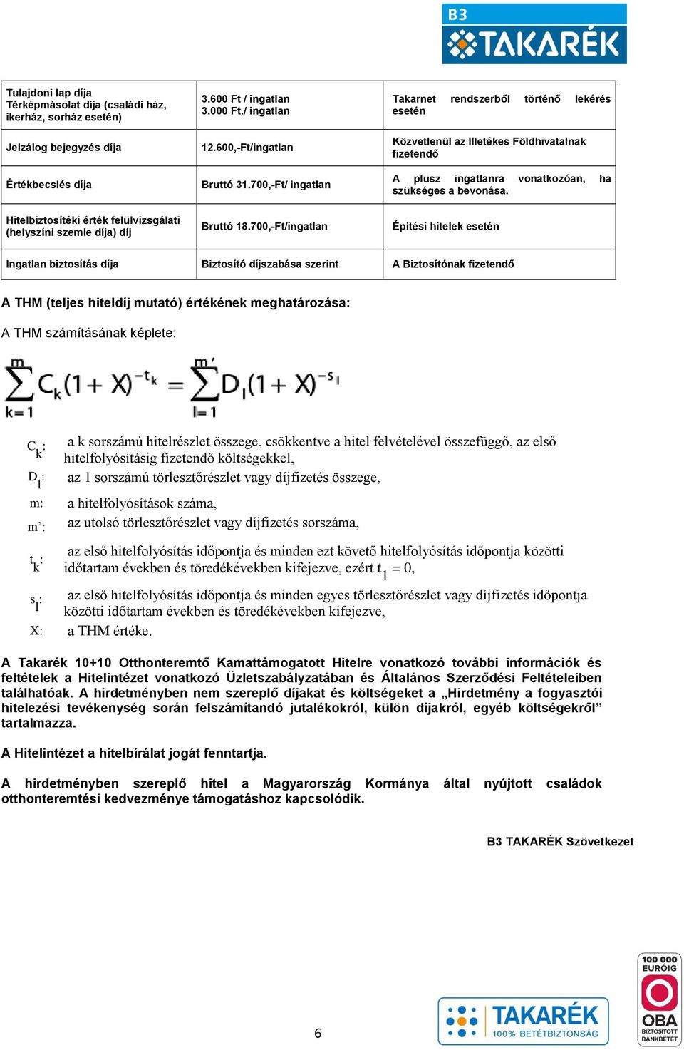 Hitelbiztosítéki érték felülvizsgálati (helyszíni szemle díja) díj Bruttó 18.