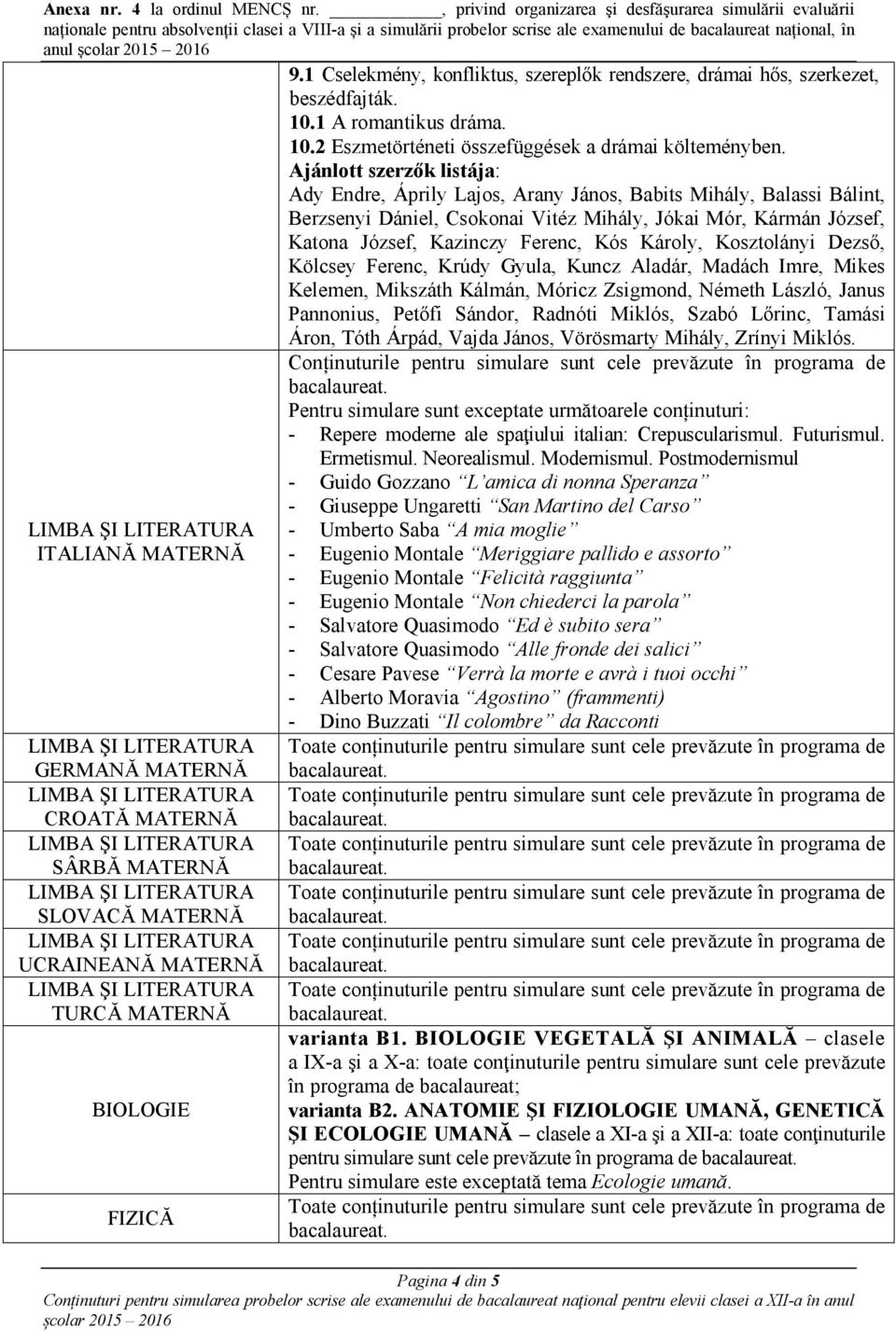 Károly, Kosztolányi Dezső, Kölcsey Ferenc, Krúdy Gyula, Kuncz Aladár, Madách Imre, Mikes Kelemen, Mikszáth Kálmán, Móricz Zsigmond, Németh László, Janus Pannonius, Petőfi Sándor, Radnóti Miklós,