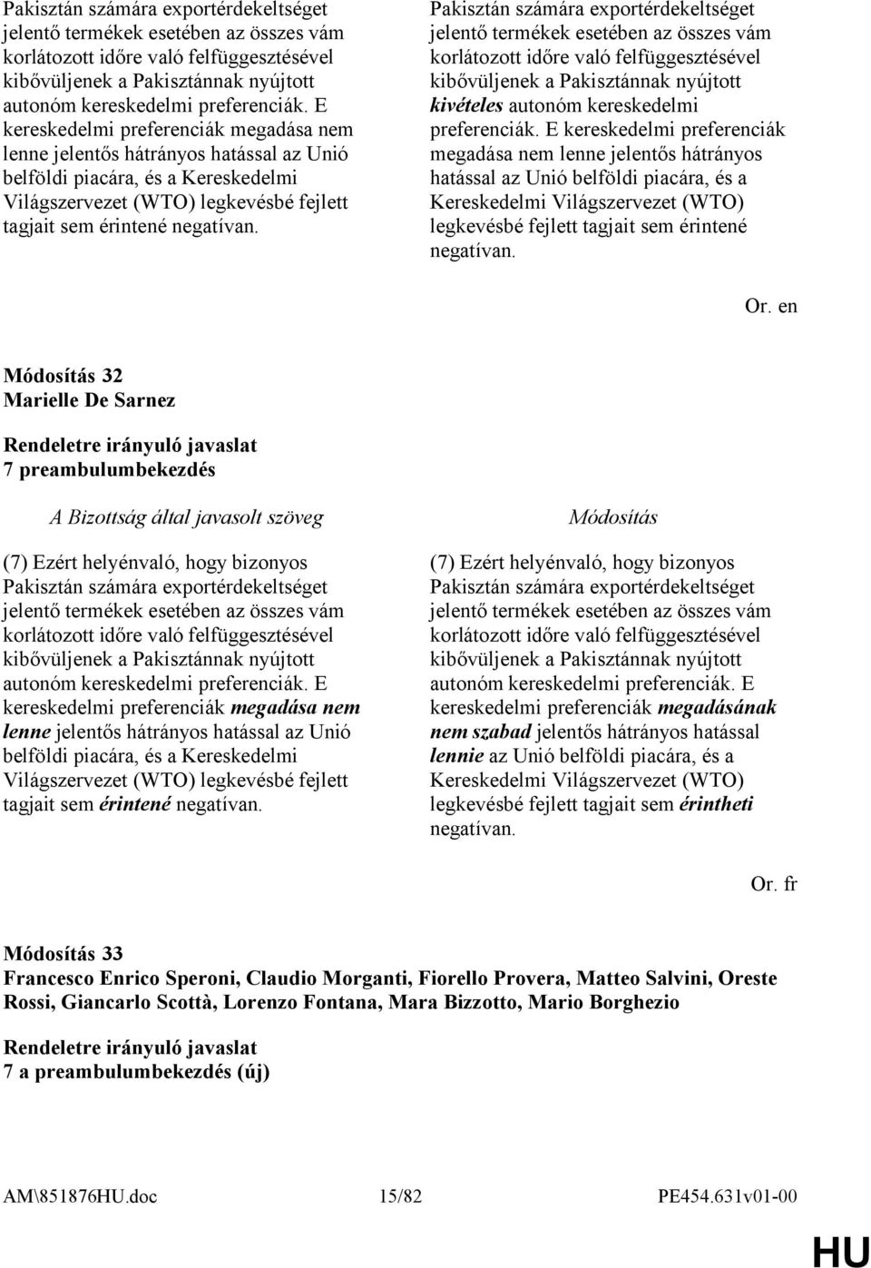 Pakisztán számára exportérdekeltséget jelentő termékek esetében az összes vám korlátozott időre való felfüggesztésével kibővüljenek a Pakisztánnak nyújtott kivételes autonóm kereskedelmi preferenciák.