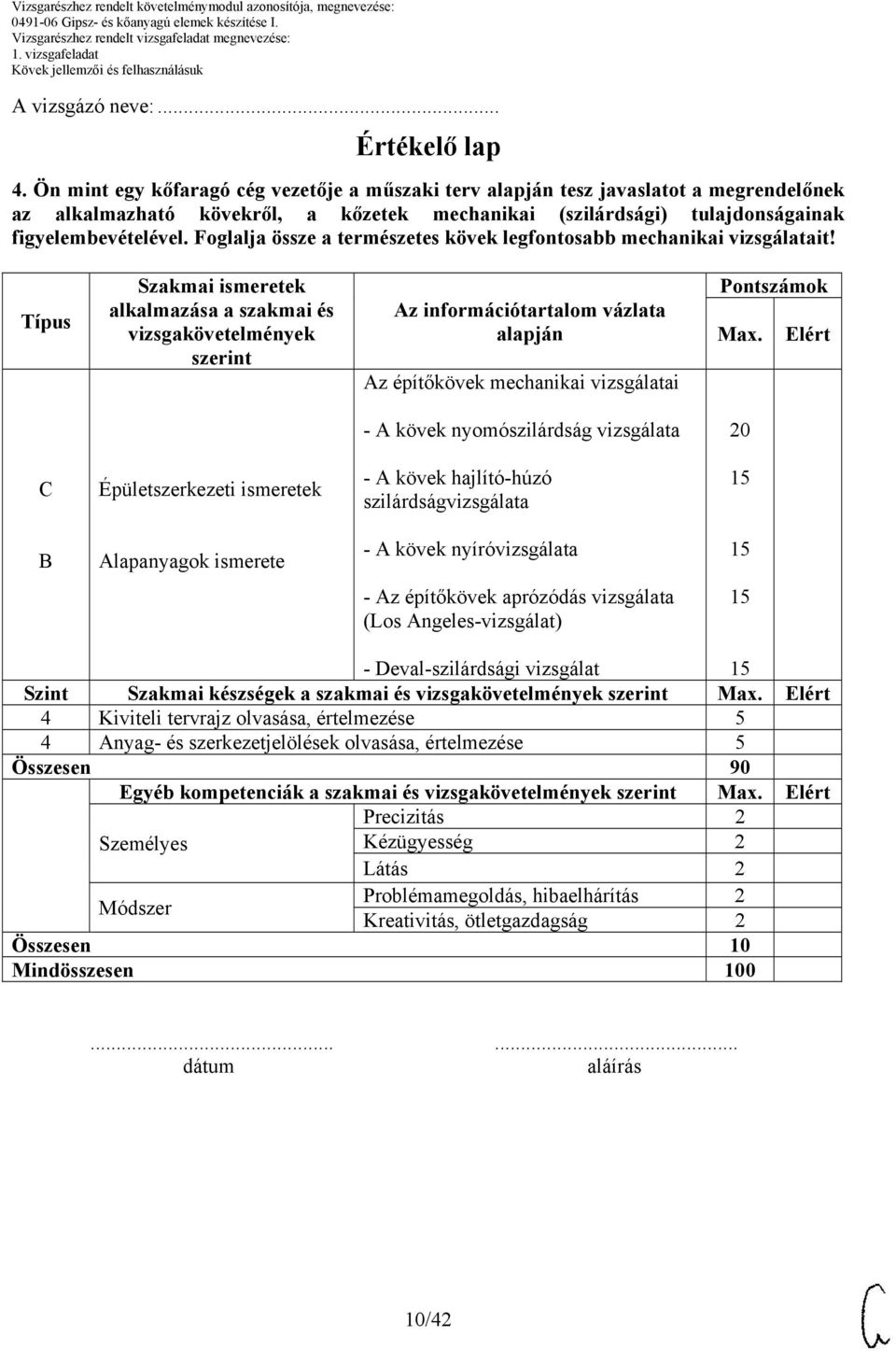 Foglalja össze a természetes kövek legfontosabb mechanikai vizsgálatait!