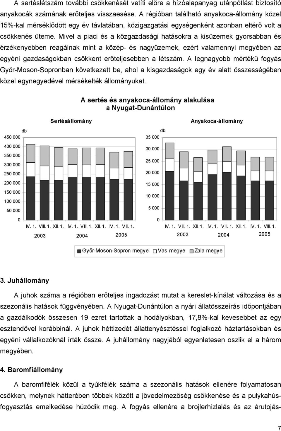 Mivel a piaci és a közgazdasági hatásokra a kisüzemek gyorsabban és érzékenyebben reagálnak mint a közép- és nagyüzemek, ezért valamennyi megyében az egyéni gazdaságokban csökkent erőteljesebben a