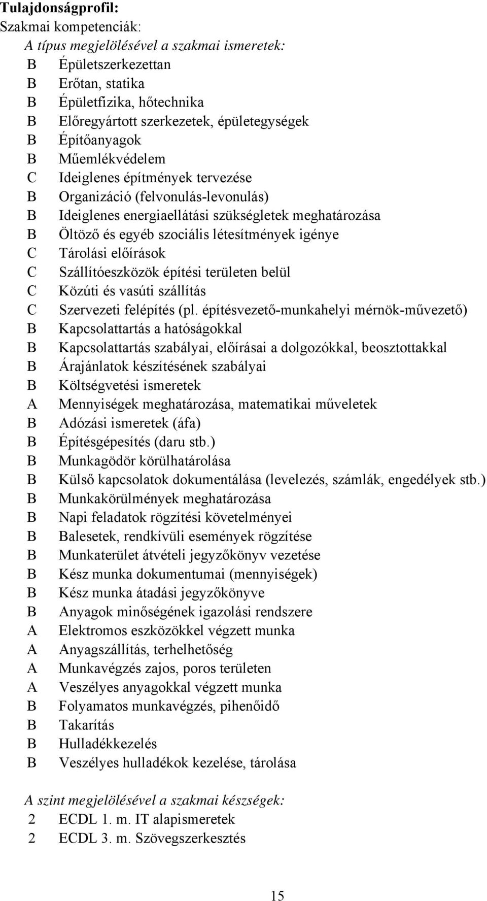 előírások C Szállítóeszközök építési területen belül C Közúti és vasúti szállítás C Szervezeti felépítés (pl.