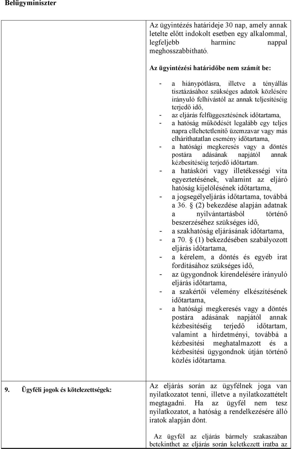 felfüggesztésének időtartama, - a hatóság működését legalább egy teljes napra ellehetetlenítő üzemzavar vagy más elháríthatatlan esemény időtartama, - a hatósági megkeresés vagy a döntés postára